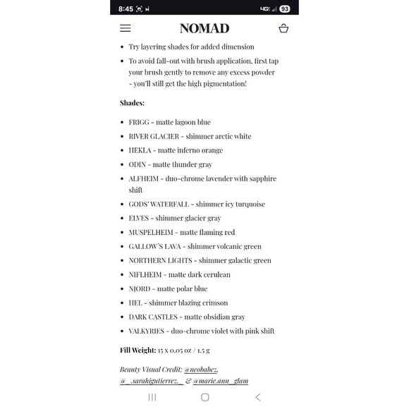 Nomad Iceland Fire & Ice Eyeshadow Palette - Picture 14 of 16